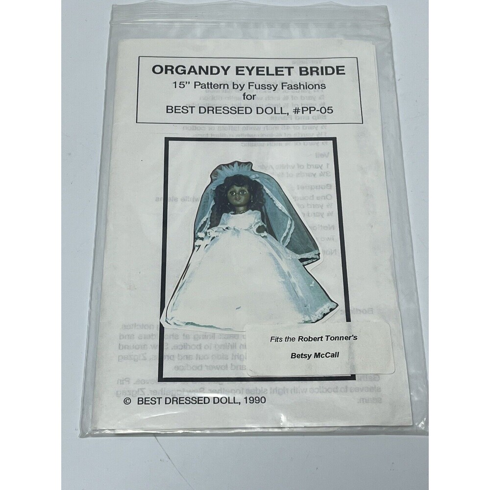 Organdy Eyelet Bride 15" Doll UNCUT Pattern Wedding Dress fits Betsy McCall